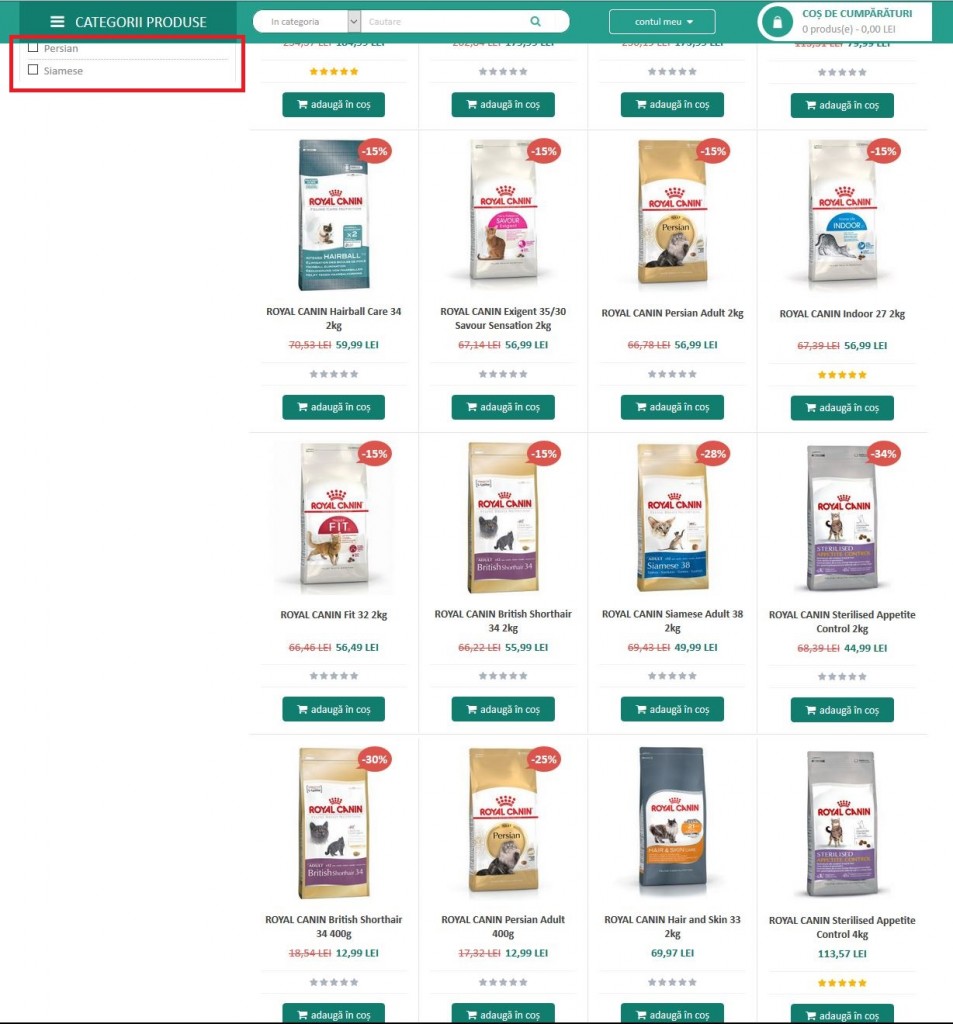 Criteriile de evaluare GPeC - audit de site - Pagina de Categorie - sticky filters
